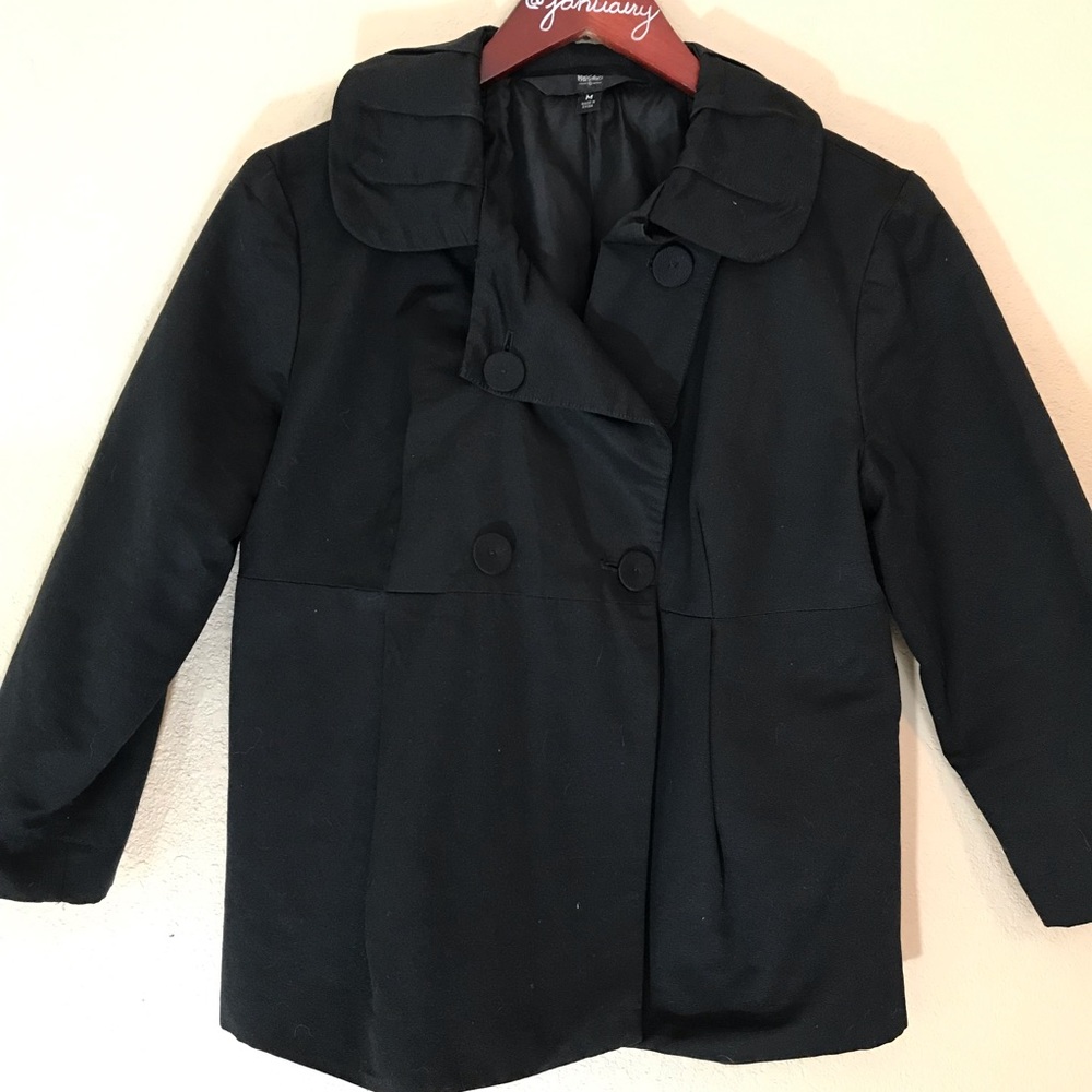 Mossimo medium dressy black coat ruffled neck cute